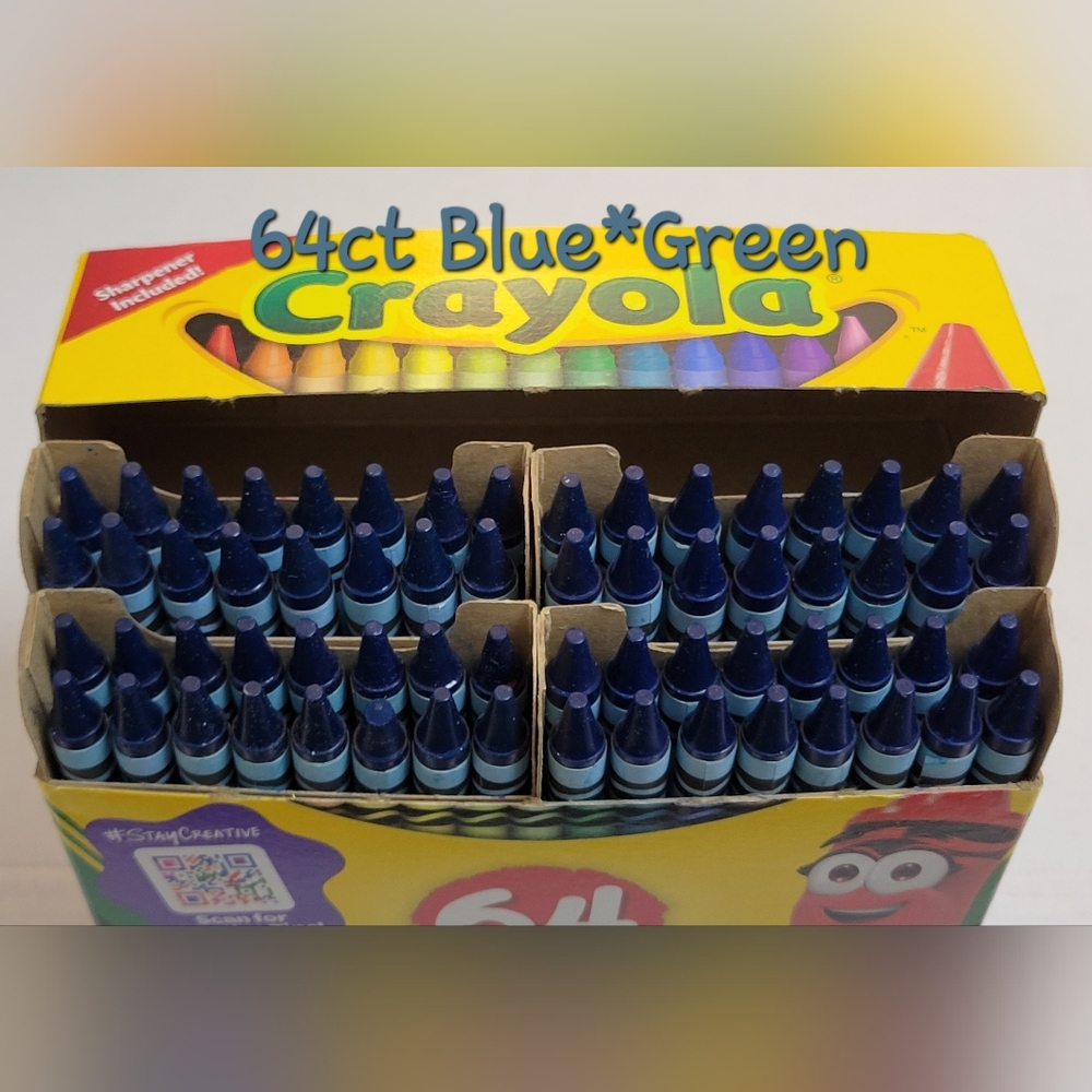 (64)Crayola Crayons (Blue Green) Single Color Bulk Lot